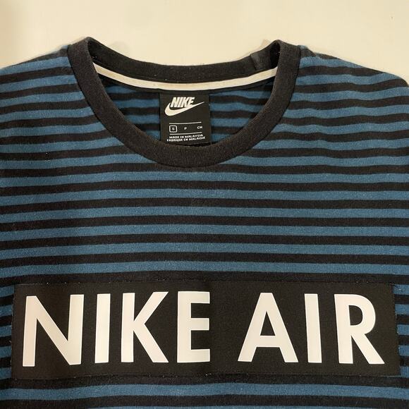 Nike Air Men’s Sportswear Striped Long Sleeve Shirt Blue Black Small 930461-474 - Picture 4 of 5